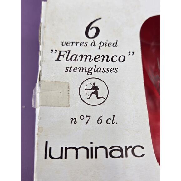 Set 6 Luminarc Flamenco Stemware Cordial Glasses New/Old Stock Open Box - Picture 7 of 8